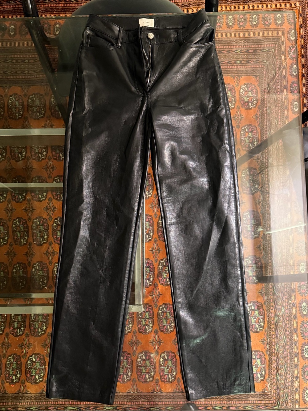 Aritzia Wilfred Straight Leg Faux Leather Pants Black Size 0 Vegan Leather